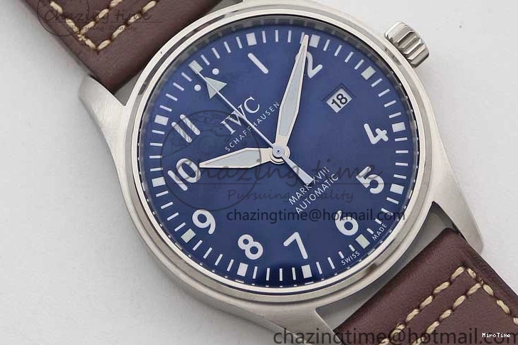 MIROTIME 0724 Mark XVIII IW327010 SS M+F 1:1 Best Edition Blue Dial on Brown Leather Strap A Resilient 7051